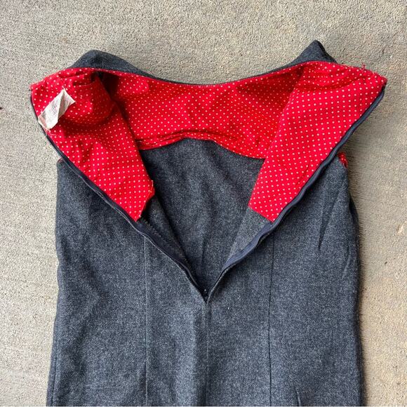 Vintage 60s Pendleton Woolen Mills Gray Wool Boat Neck Sleeveless Sheath Dress - Picture 5 of 13